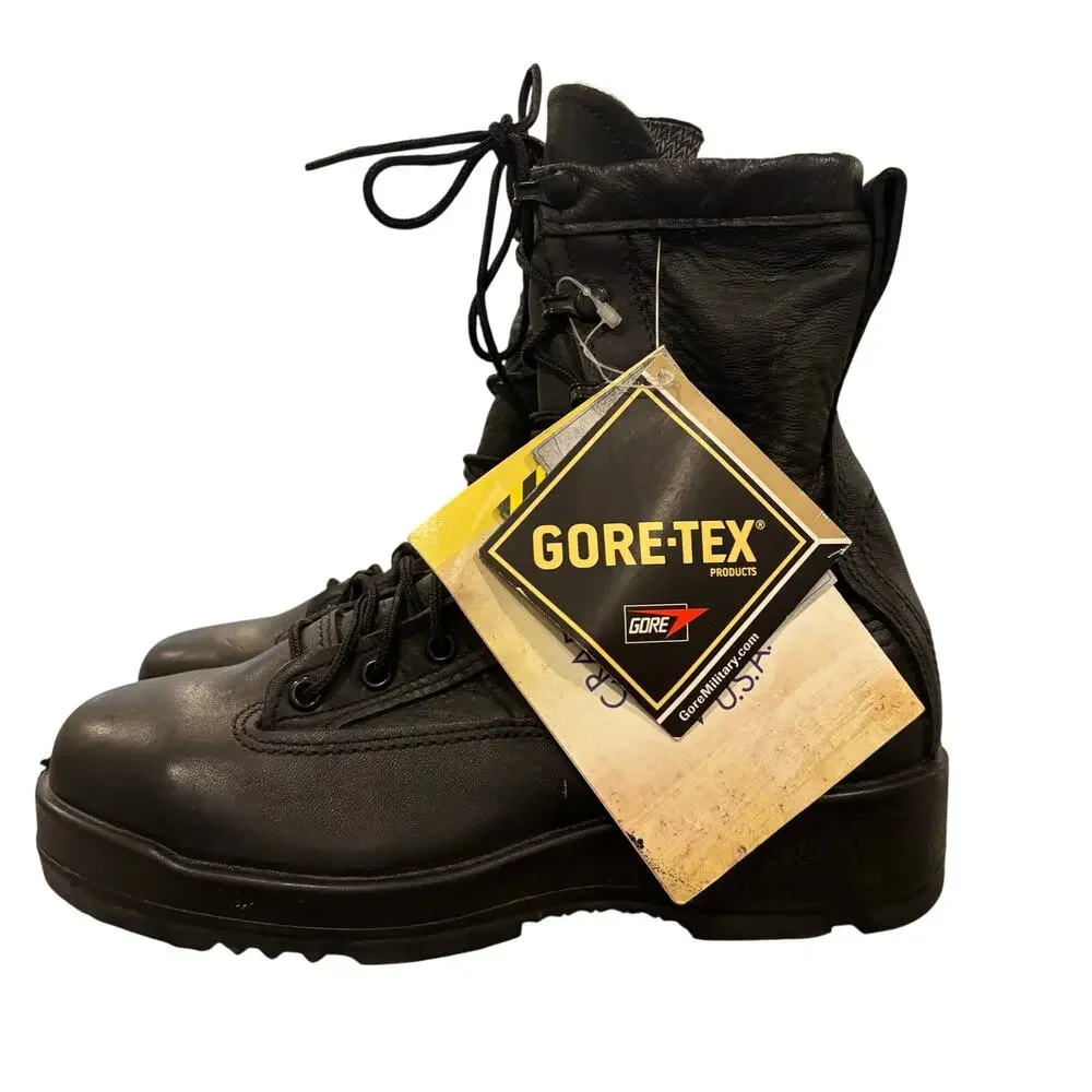 NWT Belleville Black Leather Goretex Waterproof Steel Toe Military Boots 6 Reg